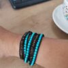 Turquoise Bead and Grey Agate 5 Wrap Bracelet