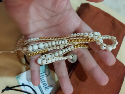 White Turquoise and Gold Hematite 5 Wrap Bracelet photo review